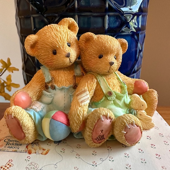 Cherished Teddies Travis & Tucker 1995 “We’re in this Together” Figurine - Picture 1 of 7